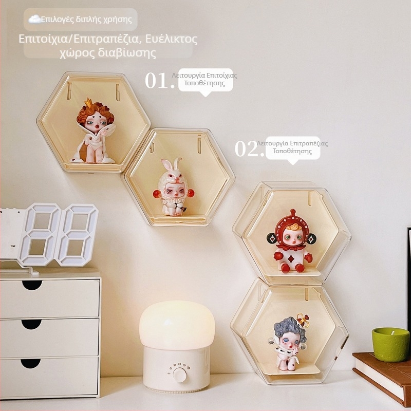 Bubble Mart Weekday Wonderland διαφανής θήκη προβολής τοίχου για μία φιγούρα, προστασία από σκόνη