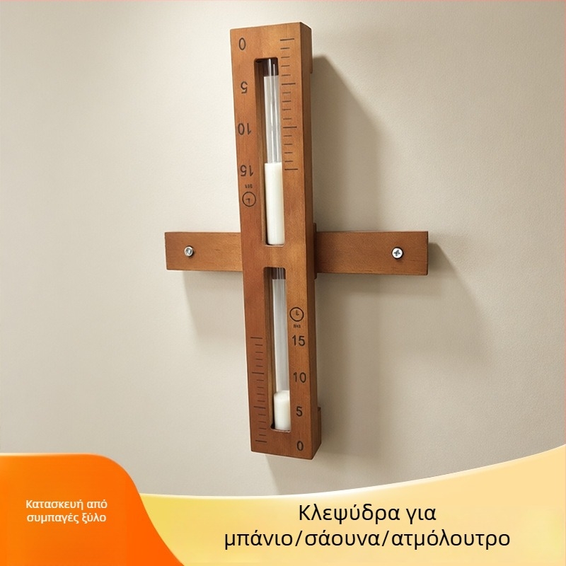 Ξύλινος τοίχου κρεμαστός χρονομετρητής κλεψύδρα για σάουνα/ατμόλουτρο με θερμόμετρο