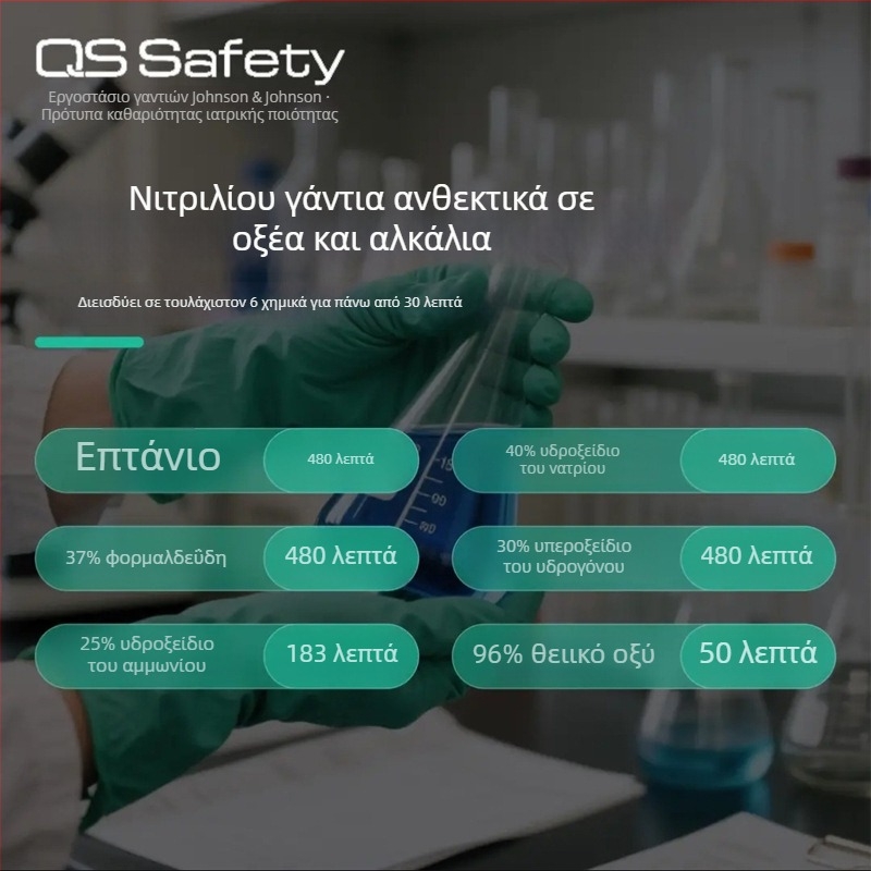 Johnson & Johnson Πράσινα γάντια νιτριλίου για χημική αντίσταση, παχύτερα, ανθεκτικά σε λάδι, οξύ-βάση αντίσταση, ανθεκτικά σε λεκέδες, αδιάβροχα, κατάλληλα για τρόφιμα