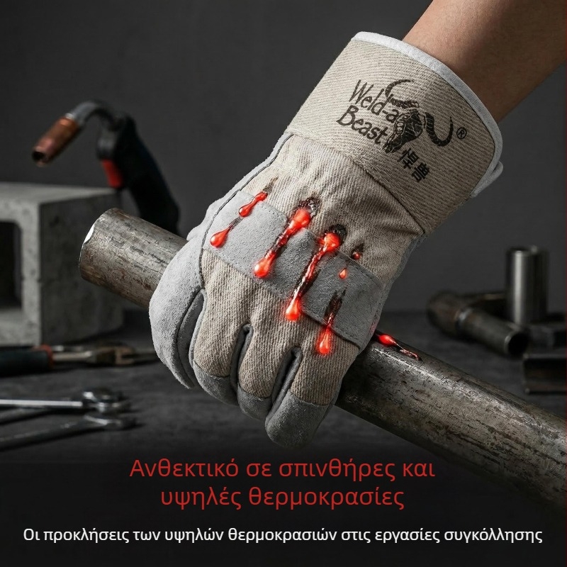 Old Firemaker Γάντες Συγκόλλησης 1120 από βοδινό δέρμα, διπλού στρώματος, ημι-δέρμα, ανθεκτικά στη φθορά