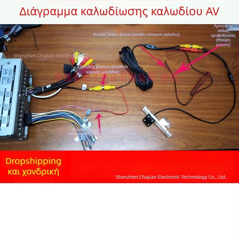 Γενική κάμερα οπισθοπορείας αυτοκινήτου με βίντεο Lotus Head, ενσωματωμένο καλώδιο τροφοδοσίας DC, κάμερα πλοήγησης οπισθοπορείας, RAC διεπαφή καλώδιο