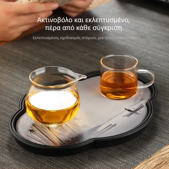 Σετ τσαγιού Kung Fu σε δύο τεμάχια με μικρή χωρητικότητα κύπελλου διανομής, διαφανής γυάλινος δίσκος τσαγιού και αξεσουάρ ρίψης