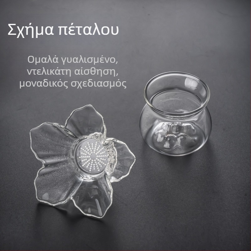 Διαφανής γυάλινος διήθητής τσαγιού με λεπτό δίχτυ, κομψή υψηλής ποιότητας κούπα τσαγιού για εύκολη παρασκευή τσαγιού