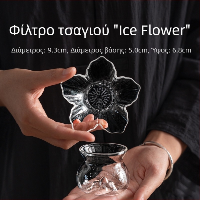 Διαφανής γυάλινος διήθητής τσαγιού με λεπτό δίχτυ, κομψή υψηλής ποιότητας κούπα τσαγιού για εύκολη παρασκευή τσαγιού