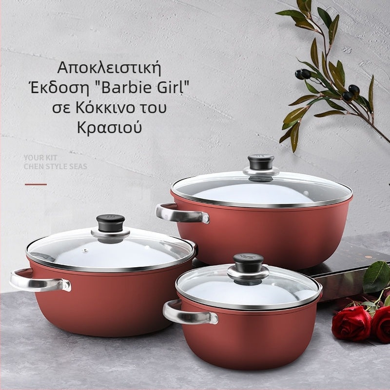 Κατσαρόλα σούπας με δύο λαβές από Maifan πέτρα, πολυλειτουργικός ατμομάγειρας οικιακής χρήσης, παχιά αντικολλητική κατσαρόλα για αργό βράσιμο και σούπες με καπάκι