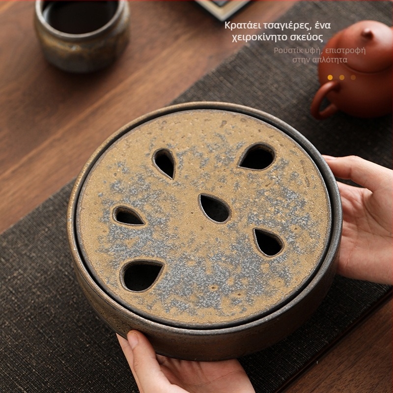 Απλός στρογγυλός δίσκος τσαγιού για οικιακή χρήση, δίσκος αποστράγγισης για σετ Kung Fu τσαγιού, δίσκος στέγνωσης