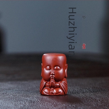 Tea pet από Yixing με πορφυρή άμμο, αξεσουάρ Dahongpao και Maitreya Buddha, διακοσμητικό από ωμή πορφυρή άμμο για φροντίδα
