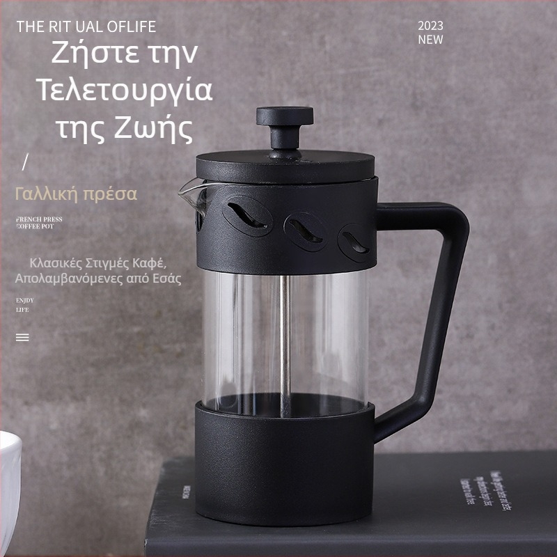 Yi Xing Θερμοανθεκτικό δοχείο τσαγιού από βορροσιλικό γυαλί με υψηλό καπάκι και ανοξείδωτο σύστημα πίεσης τύπου γαλλικής πίεσης για καφέ