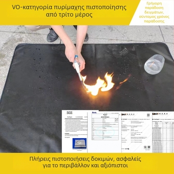 65 ιντσών πυροπροστατευτικό χαλάκι από ίνες γυαλιού και σιλικόνη, για εξωτερικό κάμπινγκ, φλογοανθεκτικό, αντοχή σε λίπος, μπάρμπεκιου