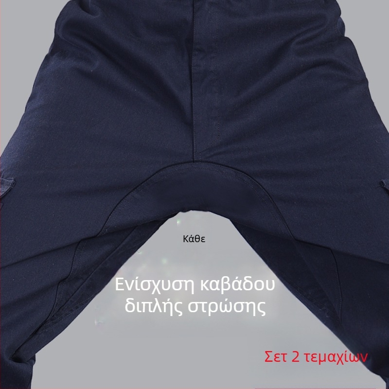 Αντρικά παντελόνια εργασίας από βαμβάκι με επιπλέον επένδυση, ίσια γραμμή, ανθεκτικά για συγκόλληση