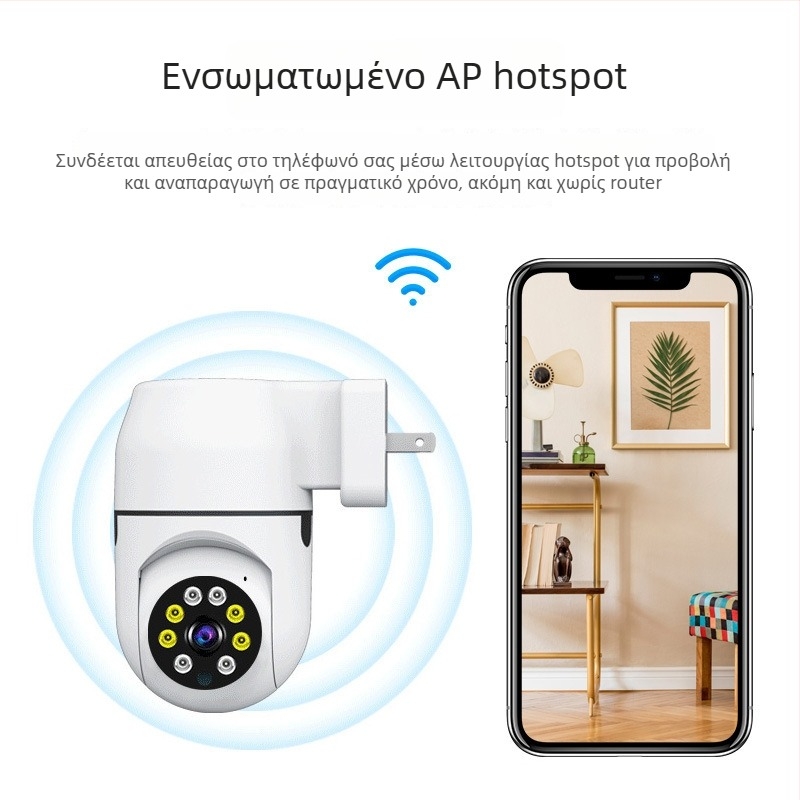 Εσωτερική κάμερα επιτήρησης plug-and-play, ασύρματη Wi‑Fi 1080p, Tuya Smart, 360° κάμερα για οικιακή χρήση