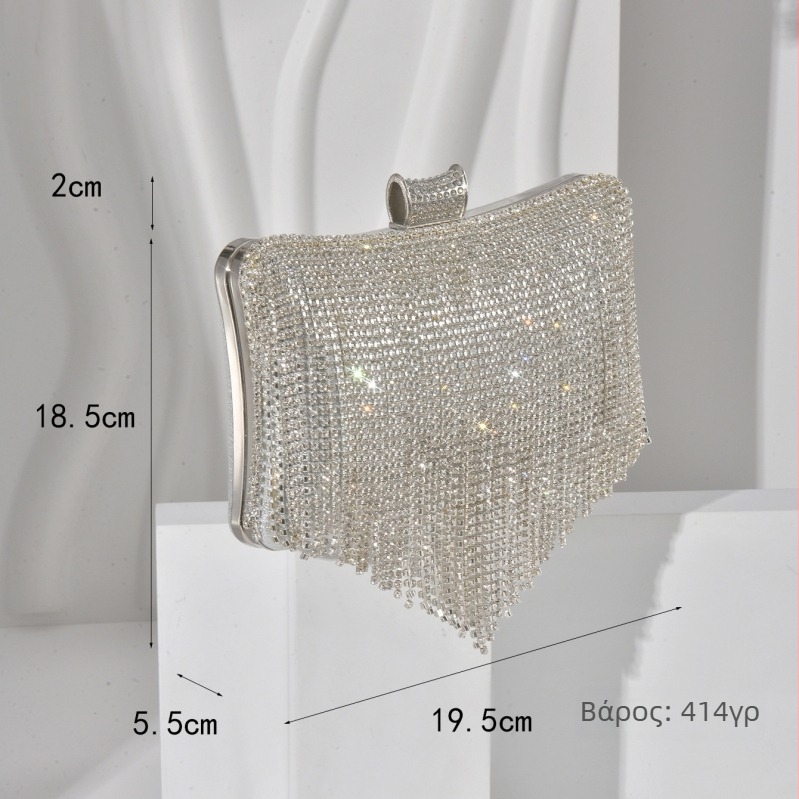Γυναικεία βραδινή τσάντα με φούντες, clutch από PU δέρμα, μικρή ορθογώνια τσάντα για βραδινά outfits, αστικός μινιμαλισμός