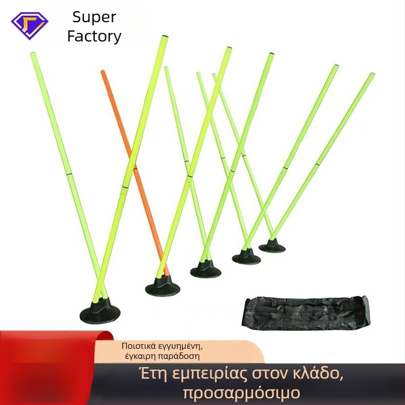 Πόλος εκπαίδευσης ποδοσφαίρου με βάση καουτσούκ τριών οπών, περιτυλιγμένος στύλος και κοντάρι σημαίας γωνίας