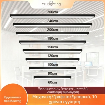 Μακρύ LED φως λωρίδας γραφείου, βιομηχανικού στυλ ορθογώνιο πάνελ, 120 LED, 6000K ψυχρό λευκό, μήκος 120 cm, 220V, CRI 80–90, αλουμινένιο περίβλημα, χωρίς δυνατότητα ρύθμισης φωτισμού, καλύπτει 5–10 m²