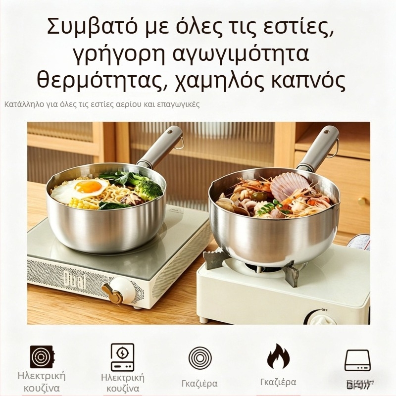 Μικρή κατσαρόλα από ανοξείδωτο χάλυβα για γάλα και βρεφική τροφή, μη κολλώδης για σούπες και στιγμιαία μακαρόνια