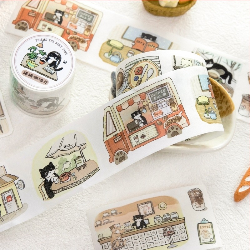 Twilight washi ταινία κοπής με μοτίβο Cat Café για DIY ημερολόγιο και τέχνη κολάζ