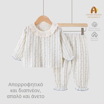 Παιδικό καλοκαιρινό σετ από 100% βαμβάκι, δύο τεμάχια — κοντομάνικη μπλούζα και σορτς, ελαφριά ενδυμασία για οικιακή και εξωτερική χρήση