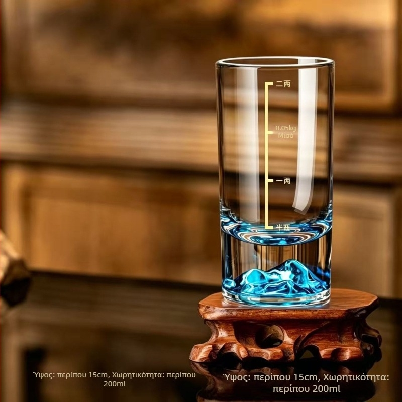 Κομψό σετ ποτηριών baijiu με διανομέα, κρύσταλλο γυαλί, Blue Mountain, 1-2 liang κρασοποτήρια, κινεζικού στυλ