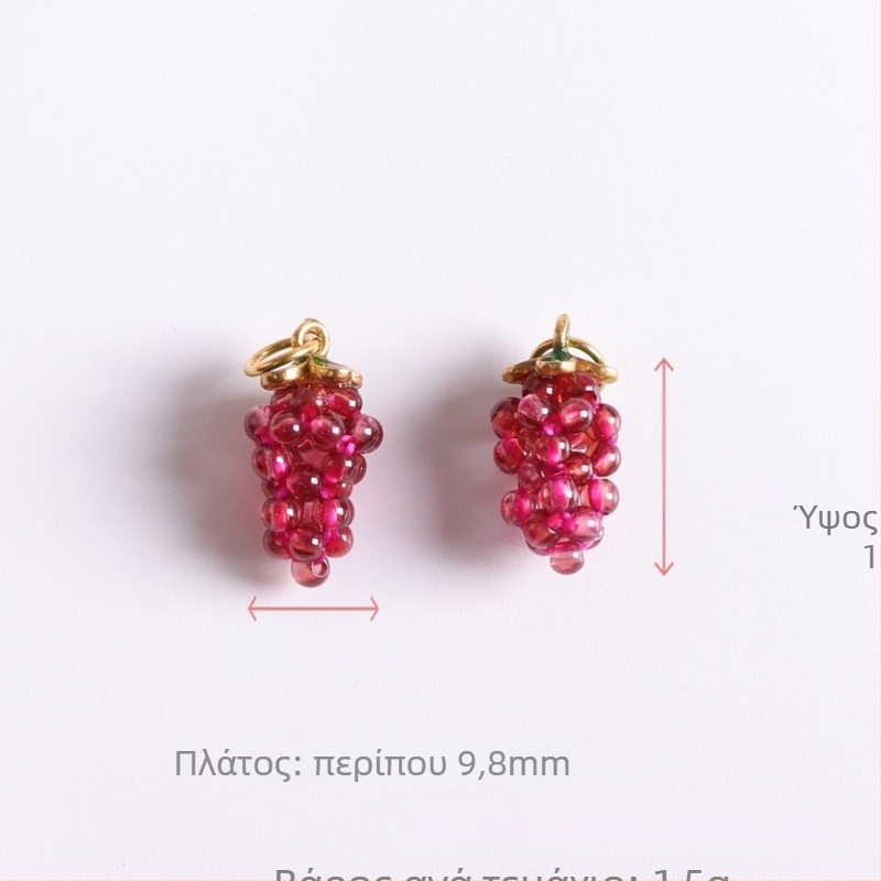 Γρανάτης σε σχήμα σταφυλιού με κρύσταλλο, χειροποίητα υφαντά σκουλαρίκια και κολιέ με κρεμαστό, εξαρτήματα DIY κοσμήματα