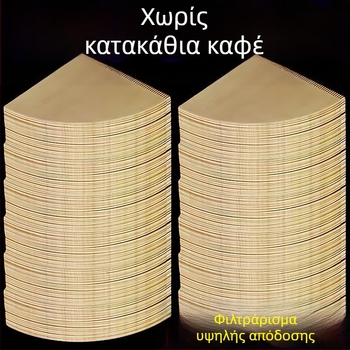 Χαρτί φίλτρου καφέ V60 σε κωνικό σχήμα για χειροβρασμό, κατάλληλο για τρόφιμα