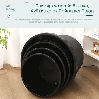 Μαύρη σκληρή πλαστική γλάστρα με κυκλικό άνοιγμα, μεγάλη χωρητικότητα για φρουτόδεντρα, αγροτικό στιλ, παχιά κατασκευή, διαθέσιμα σε διάφορα μεγέθη