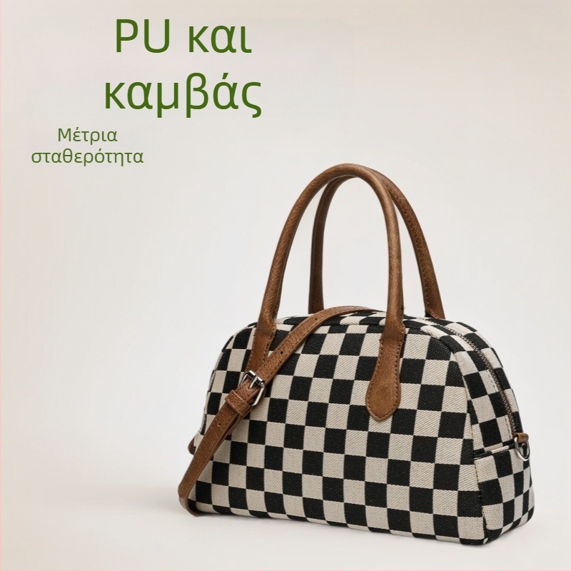 Γυναικεία τσάντα PU για τον ώμο και crossbody, καρό σχέδιο, casual δομημένη τσάντα tote φθινόπωρο-χειμώνα