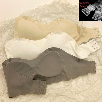 Σουτιέν χωρίς τιράντες από Ice Silk, αόρατο, push-up για μικρό στήθος, αντιολισθητικό, cups 3/4, για όμορφο πίσω
