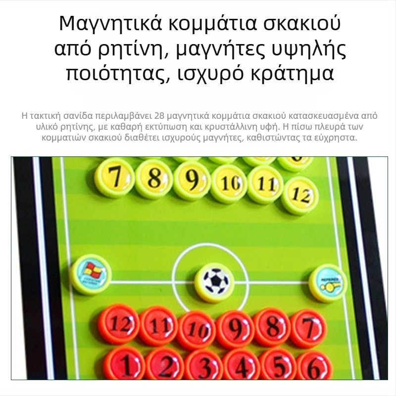 Πίνακας τακτικής ποδοσφαίρου με μαγνητικά κομμάτια, διαγραμμένος πίνακας προπονητή