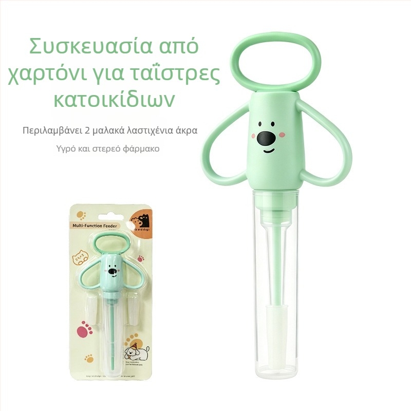 Διανομέας φαρμάκων κατοικίδιων από μαλακή σιλικόνη, κατάλληλος για γάτες και σκύλους, με σχέδιο καρτούν