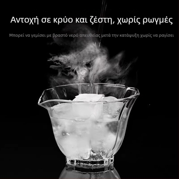 Γυάλινο μπολ για τσάι με καπάκι από γυαλί βορσιλικό, αντι-καψίματος, φίλτρο για τσάι, σετ τσαγιού με χειρολαβή