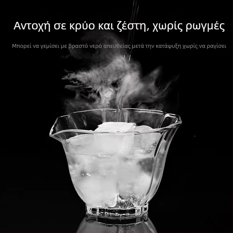 Γυάλινο μπολ για τσάι με καπάκι από γυαλί βορσιλικό, αντι-καψίματος, φίλτρο για τσάι, σετ τσαγιού με χειρολαβή
