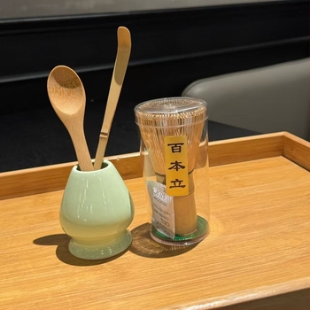 Σετ χτυπητήρα matcha με βάση από μπαμπού — αξεσουάρ τελετής τσαγιού