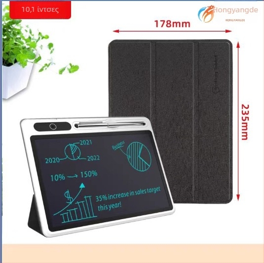 Ηλεκτρονικός πίνακας γραφής με πτυσσόμενη δερμάτινη θήκη — επαγγελματικό σημειωματάριο και μικρός μαυροπίνακας