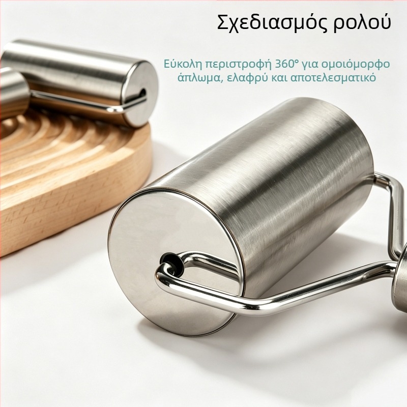 Ρολό ζύμης από ανοξείδωτο χάλυβα, τροφίμου ποιότητας 430, οικιακό εργαλείο μαγειρικής με αντικολλητική επιφάνεια για φύλλα γιοζα και μπισκότα