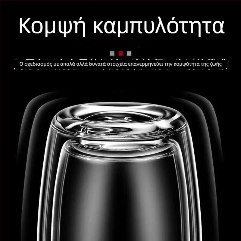Κούπα σε σχήμα αβγού με καπάκι που ανοίγει με ένα κλικ, διπλό τοίχωμα από γυαλί βοριοσιλικό, μεγάλη χωρητικότητα, ανθεκτική στη θερμότητα