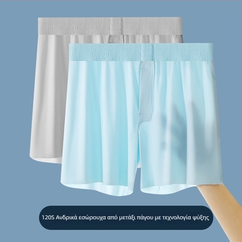 Ανδρικά boxer briefs από ice silk, καλοκαιρινά, Plus Size, άνετα, διαπερατά, γρήγορο στέγνωμα, χωρίς ραφές, παντελόνια οικιακής χρήσης