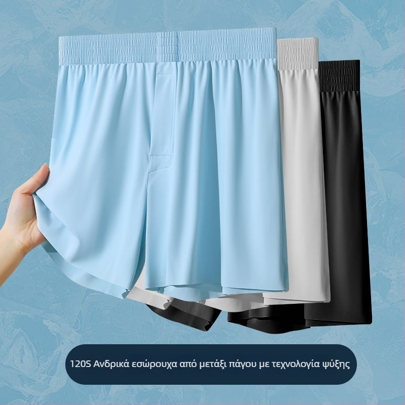 Ανδρικά boxer briefs από ice silk, καλοκαιρινά, Plus Size, άνετα, διαπερατά, γρήγορο στέγνωμα, χωρίς ραφές, παντελόνια οικιακής χρήσης