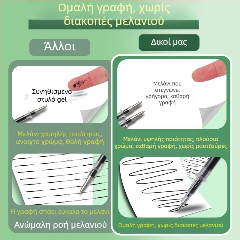100 ανταλλακτικά μελανιού γέλης μαύρου χρώματος για στυλό με ακίδα και κεφαλή σφαίρας, αναπλήρωση για φοιτητική χρήση
