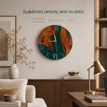 Ρολόι τοίχου με εκλεπτυσμένο αίσθημα πολυτελείας, δημιουργική τέχνη ρευστού άμμου, ξύλο και ρητίνη, για τον τοίχο του σαλονιού ή υπνοδωματίου