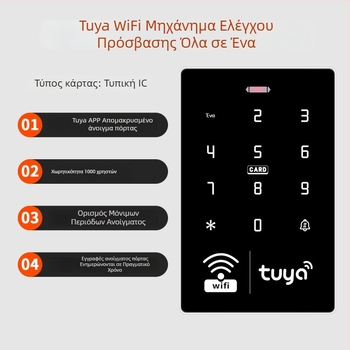 Σύστημα ελέγχου πρόσβασης για γυάλινη πόρτα με εφαρμογή κινητού για απομακρυσμένο ξεκλείδωμα, RFID κάρτα και κωδικό πρόσβασης