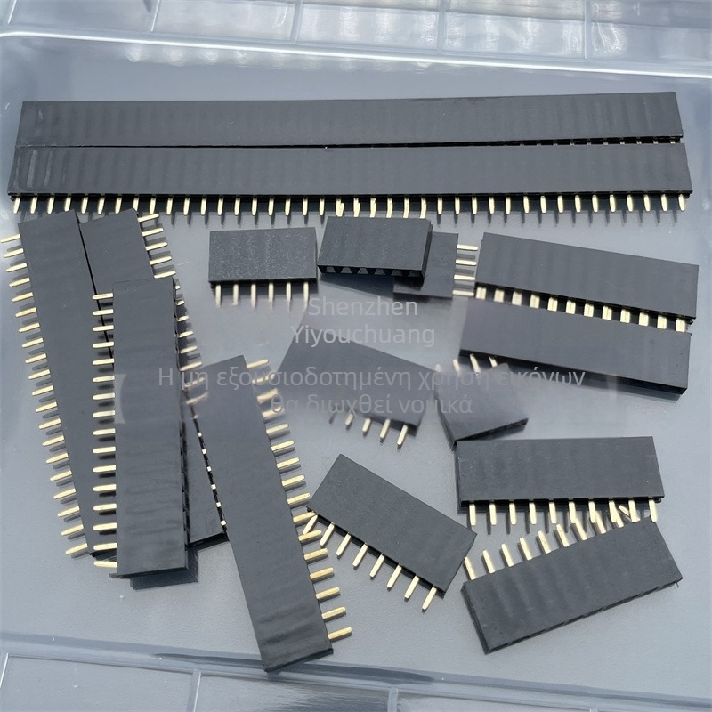Θηλυκό header μίας σειράς, απόσταση 2,54 mm, υποδοχή/θήκη με πιν, 1×2P, 3P, 4P, 5P, 6P, 40P
