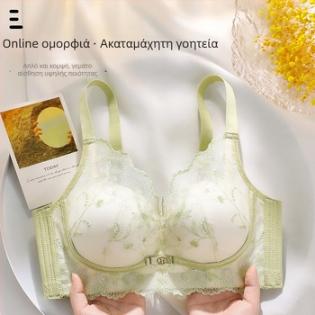 Δαντελένιο σουτιέν χωρίς ενίσχυση με κέντημα, push-up για μικρό στήθος, διαπνοή και άνεση