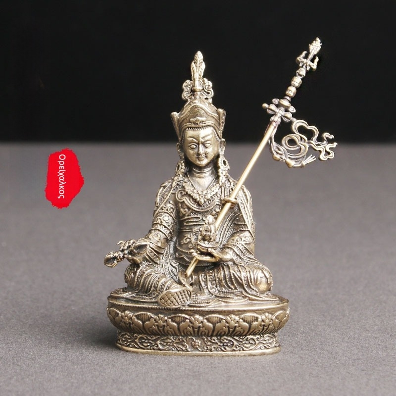 Μπρούτζινο άγαλμα Padmasambhava με λωτό, διακοσμητικό επιτραπέζιο
