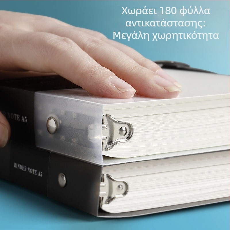 Β5 σημειωματάριο με πλέγμα σελίδων και κενές σελίδες, διαφανές εξώφυλλο, εναλλάξιμος πυρήνας, 60 φύλλα, συνδετήρας με 26 οπές
