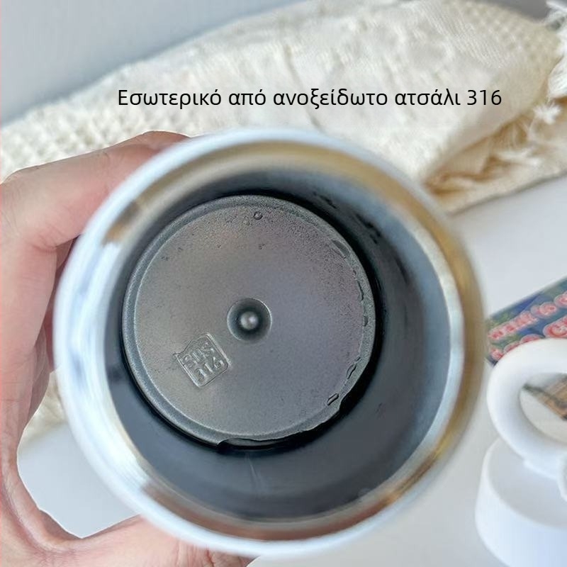 Νέο κομψό θερμομονωτικό κύπελλο σε σχέδιο πετάλων, από ανοξείδωτο χάλυβα 316, φορητό με λαβή μεταφοράς