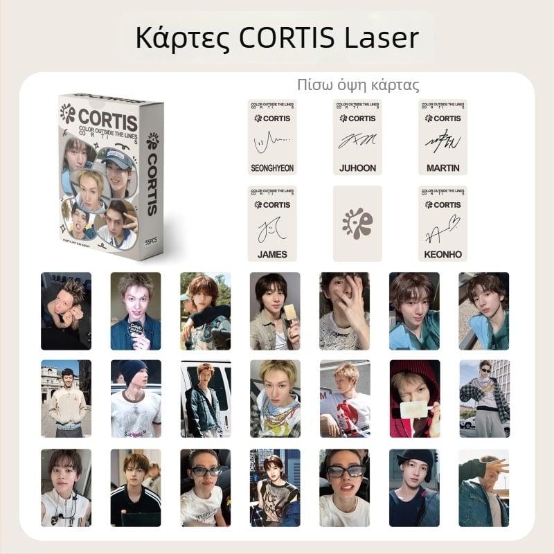 55 Cortis Laser Μίνι Κάρτες – Αστέρες selfie της ομάδας K‑Pop, Lomography Κάρτες για συλλογή