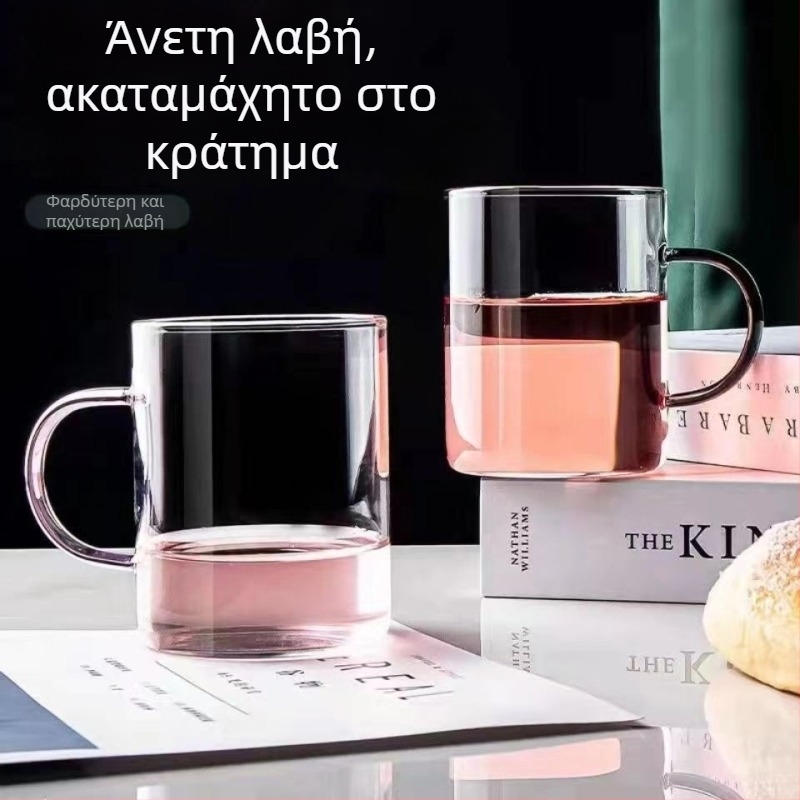 Ποτήρι γυάλινο με χερούλι από μπόροσίλυτο γυαλί, μεγάλο ποτήρι για τσάι και μπύρα, ανθεκτικό στη θερμότητα για οικιακή χρήση
