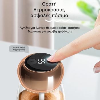 Μίνι shaker πρωτεΐνης με οθόνη θερμοκρασίας, shaker από Tritan, υλικό κατάλληλο για τρόφιμα, επαναφορτιζόμενο δοχείο ανάμειξης γάλακτος