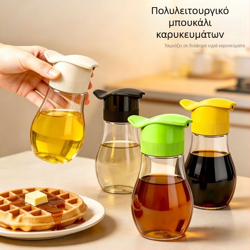 Γυάλινο δοχείο κουζίνας με προστασία από διαρροές για σάλτσα σόγιας και ξίδι, δοχείο σερβιρίσματος τραπεζιού για οικία και εστιατόριο