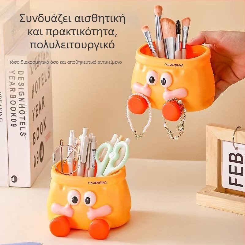Δημιουργική θήκη στυλό με σχέδιο καρτούν και επιτραπέζιος αποθηκευτικός οργανωτής, πολυλειτουργικό γραφείο με μεγάλη χωρητικότητα, γλυκό σχέδιο